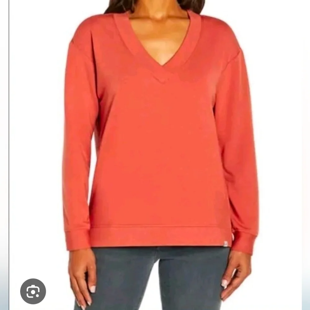 NWOT Orvis Rust Orange V-Neck Pullover Sweater, Large